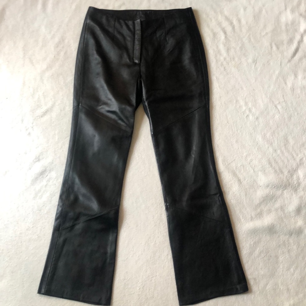 Wilsons black leather wide-leg pants. Size 10
